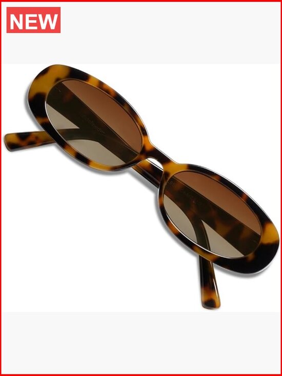 Polarized Retro Oval Sunglasses with UV400 Protection
